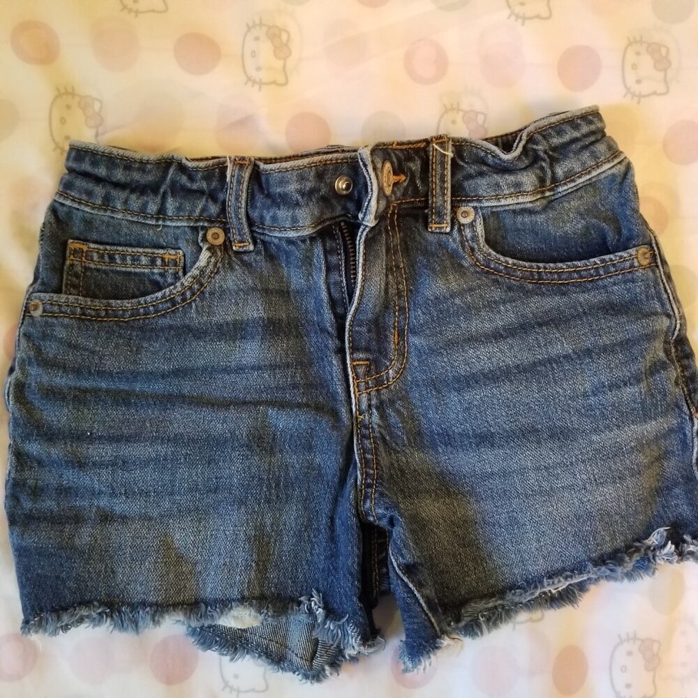 🔴 2 Pair Bundle of little girl denim shorts Blue and Black both size 8 (E15) - Picture 7 of 11
